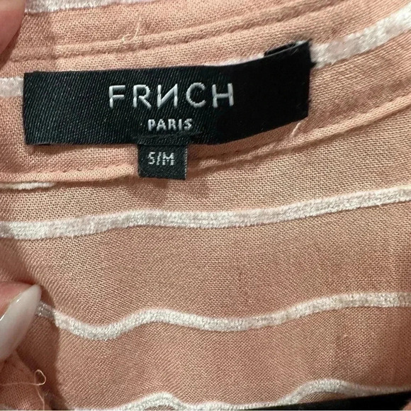 FRNCH button down linen blend striped shirt dress S/M - Picture 7 of 7